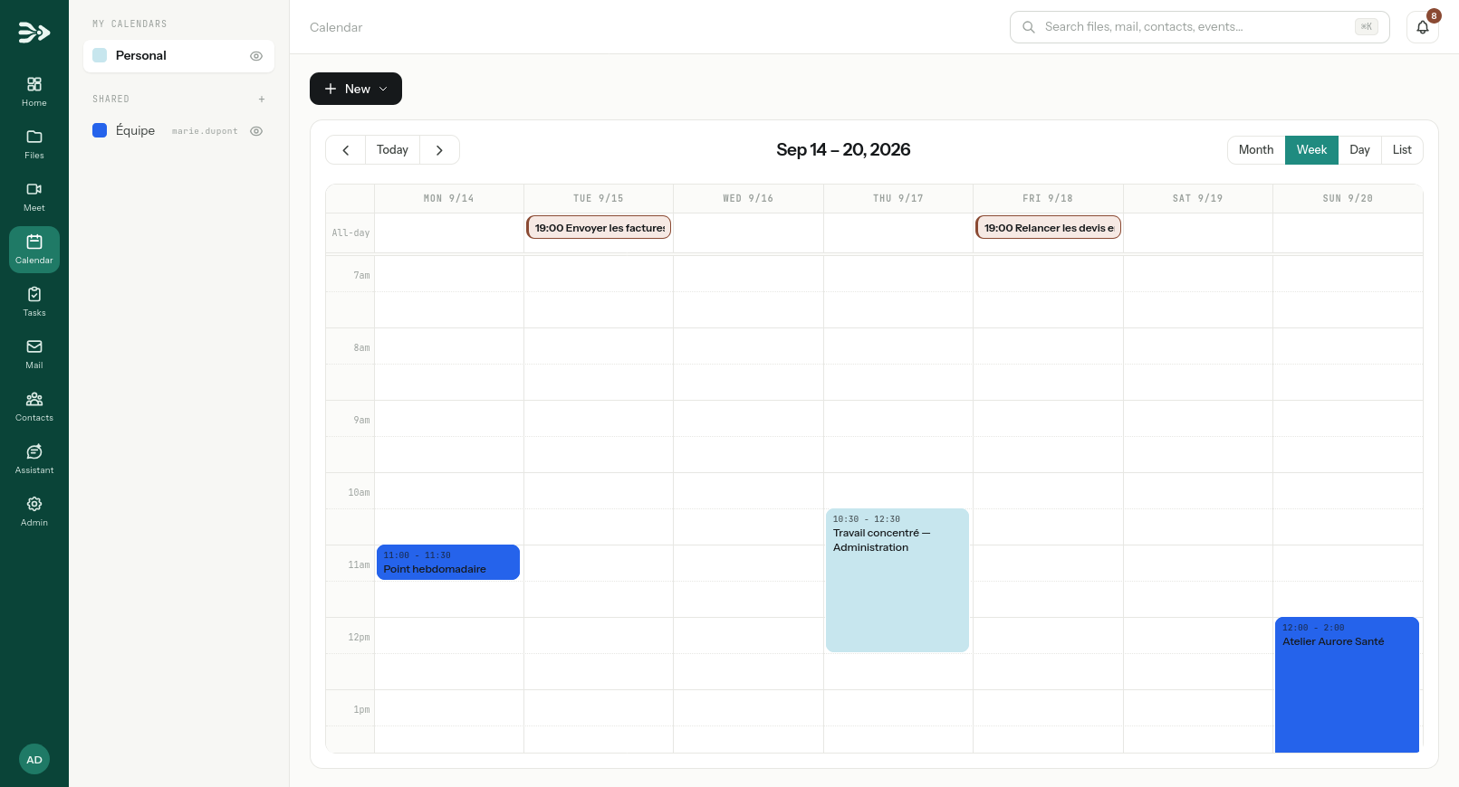 Calendar screenshot