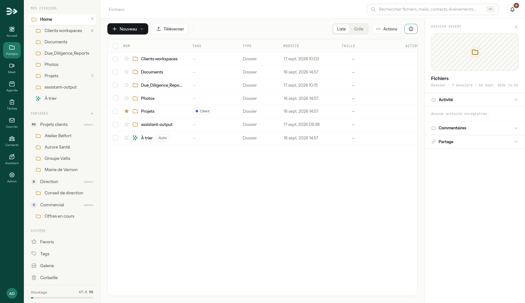PAFworks Files interface